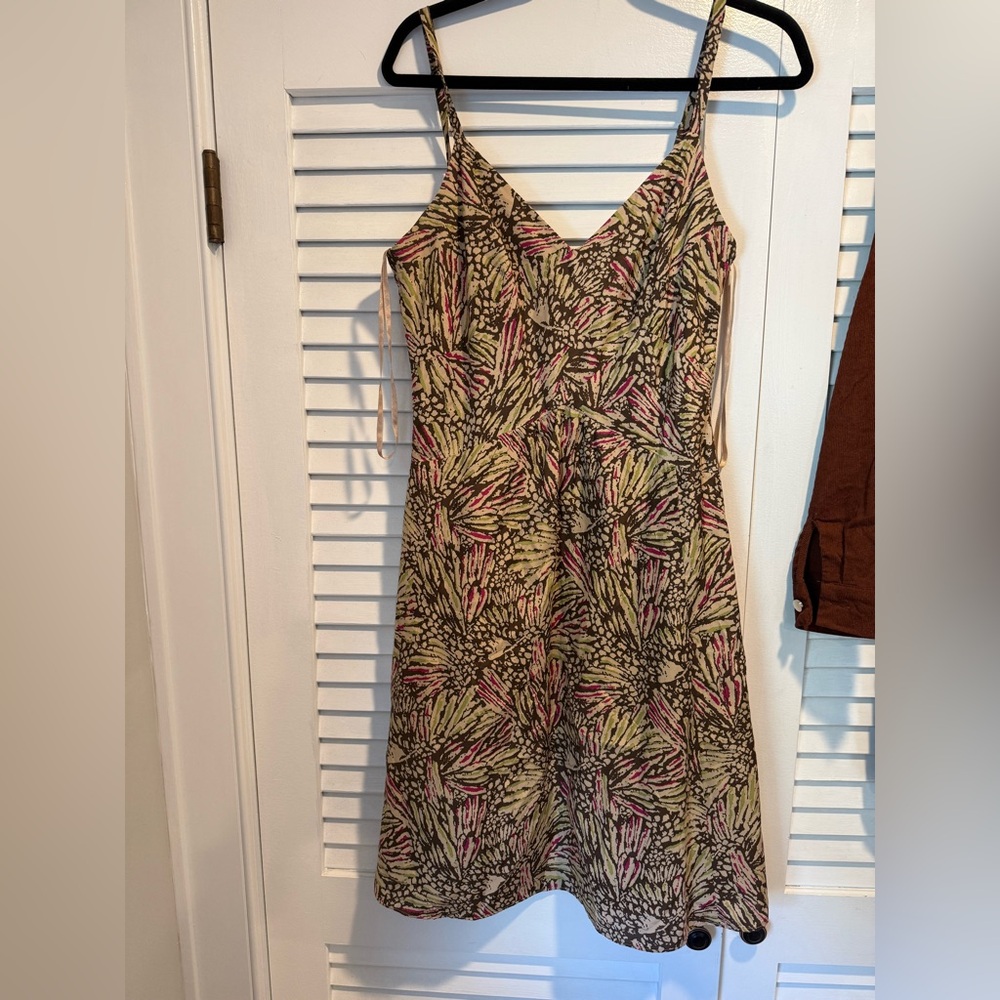 Kenneth Cole Reaction Pink and Brown Patterned Midi Dress